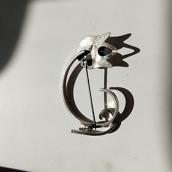 Wonderful beau sterling silver 925 dog brooch pin etch outline vintage - Picture 3 of 7